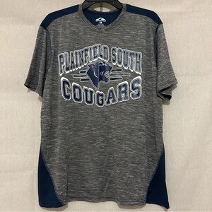 Plainfield South Cougars Men's Gray and Blue Tee